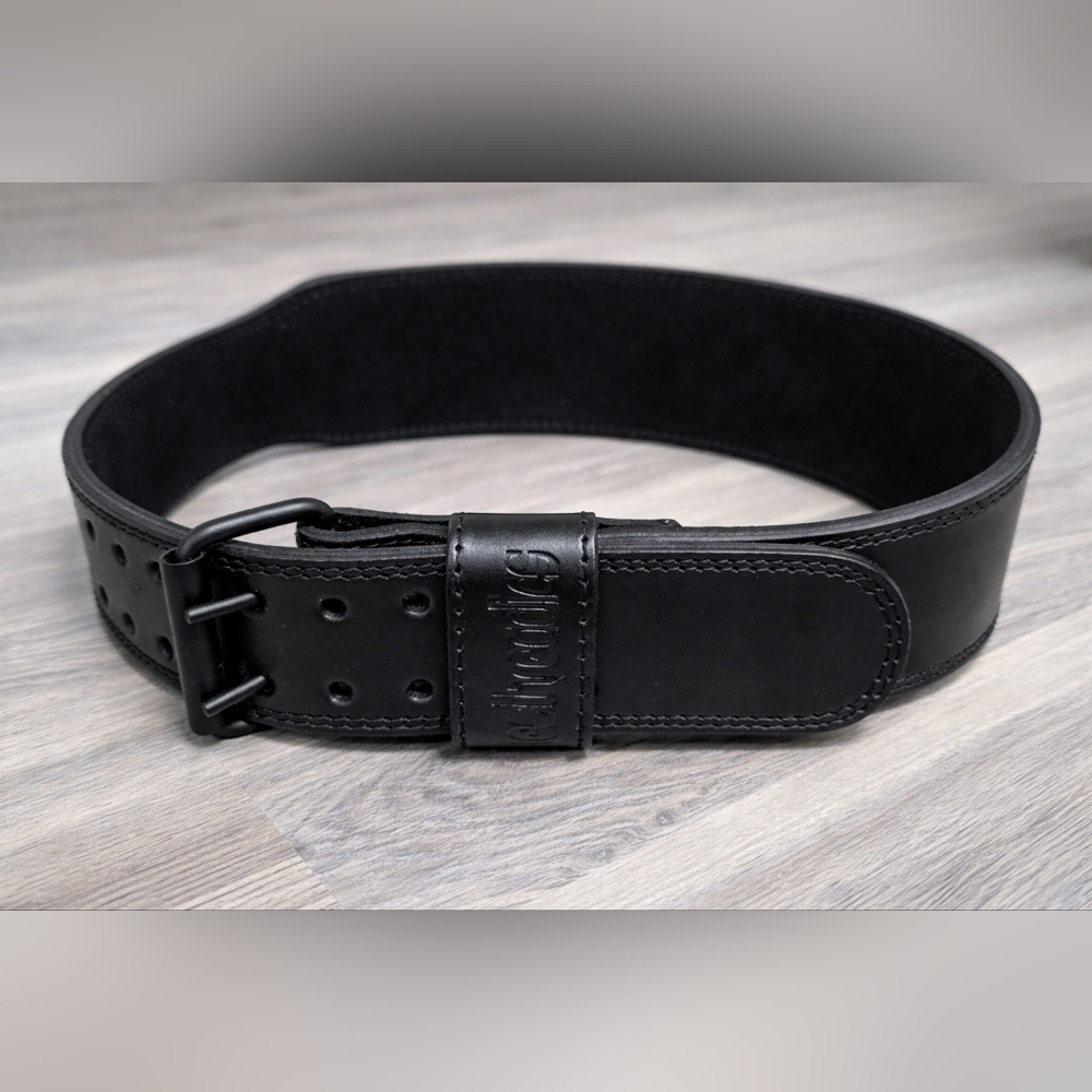 Aesthreadics Black Leather Weightlifting Belt | Gym Strength Training | New